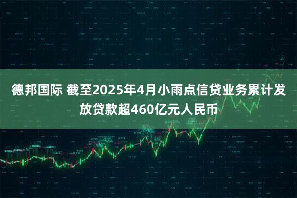 德邦国际 截至2025年4月小雨点信贷业务累计发放贷款超460亿元人民币