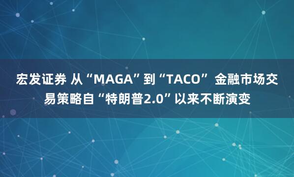 宏发证券 从“MAGA”到“TACO” 金融市场交易策略自“特朗普2.0”以来不断演变