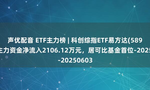 声优配音 ETF主力榜 | 科创综指ETF易方达(589800)主力资金净流入2106.12万元，居可比基金首位-20250603