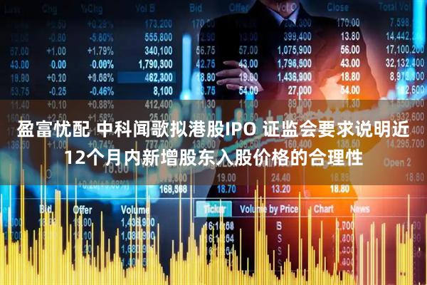 盈富忧配 中科闻歌拟港股IPO 证监会要求说明近12个月内新增股东入股价格的合理性